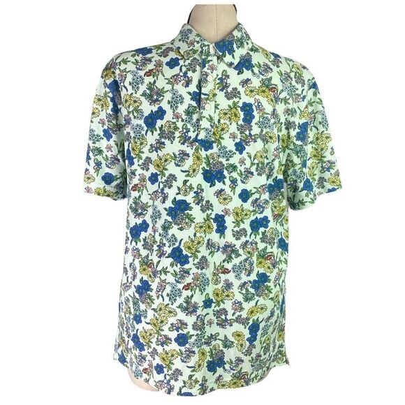 Nike Shirt Men L Blue Dri-Fit Player Floral Lightweight Short Sleeve Golf Polo - Picture 1 of 12